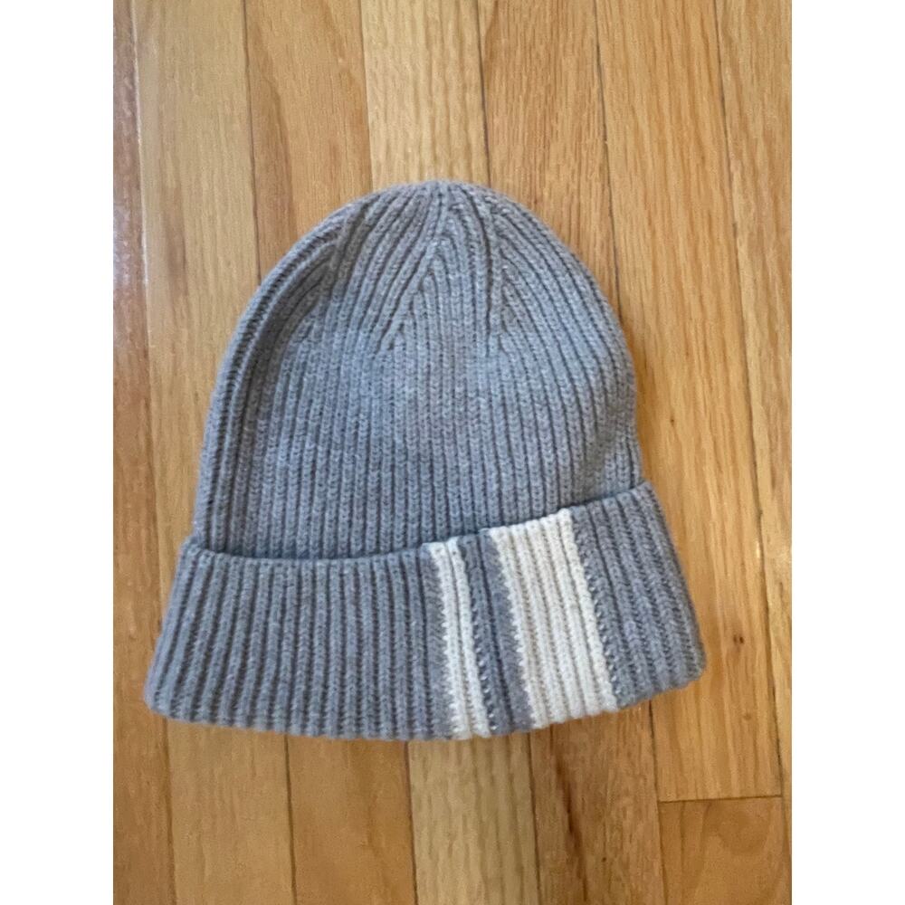 Athleta Hat Beanie Wool Blend Women's Grey One Size Slouchy Stripe‎